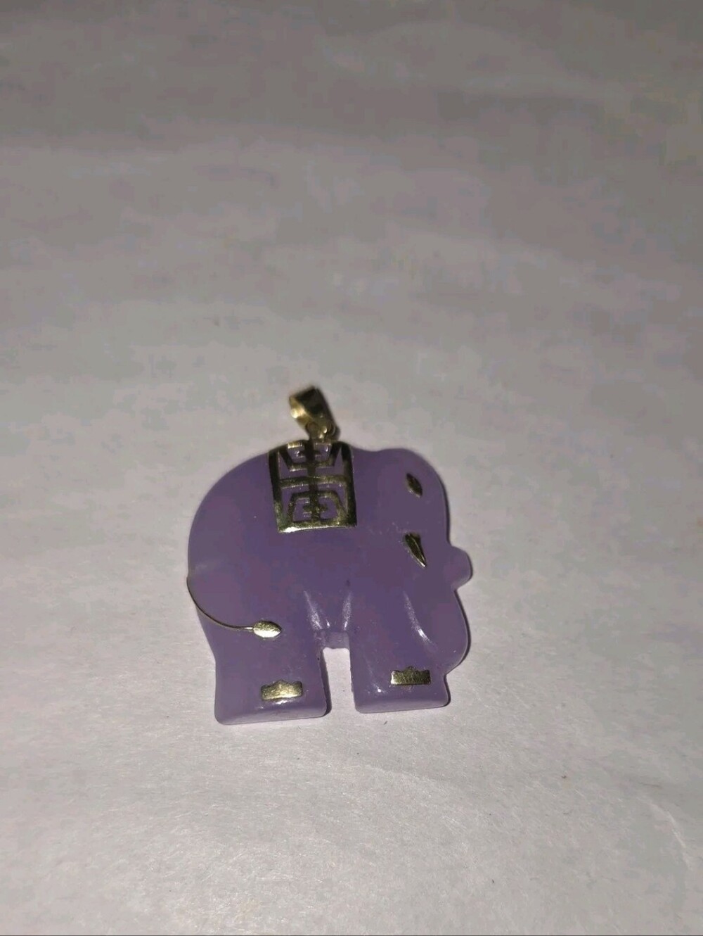 Purple Jade Elephant Pendant Necklace - Unbranded